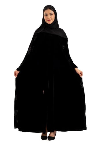 عباية بيسان يتدخيلة مخمل مشجر لامع خفيف