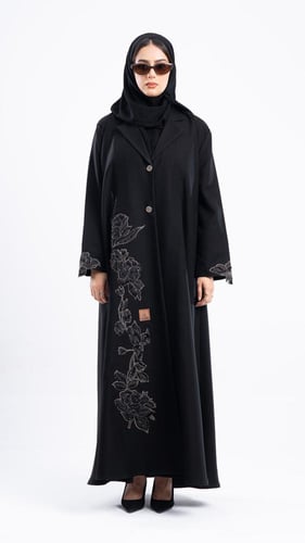 عباية ياسمين بتطريز ورود مع خرز