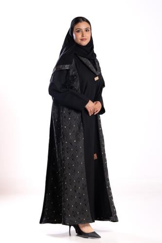 عباية ميساء بقماش اورجنزا مطرز من الجوانب