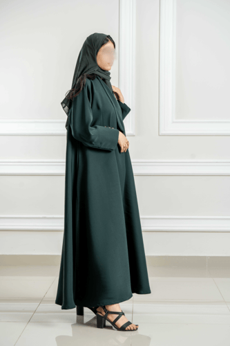 عباية زيتي كلوش كامل ببروش سيفين ونخلة