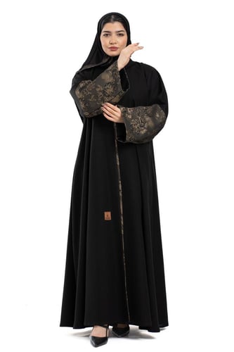 عباية أنود بأكمام جاكار ذهبي وتحديد قيطان