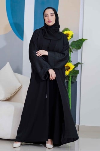 عباية كلاسيك بتدخيلات قماش جاكار ع اليد