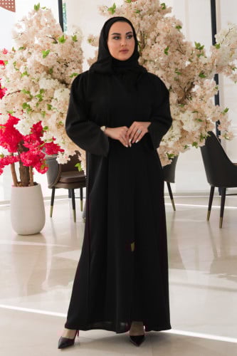 عباية مع تدخيلات قماش مشجر ع الكم