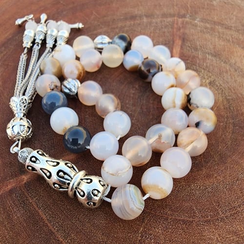 سبحه عقيق برازيلي حجر كريم