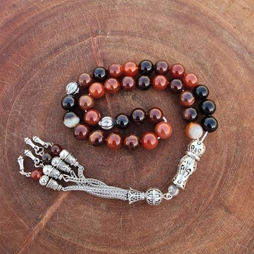 سبحه عقيق برازيلي حجر كريم