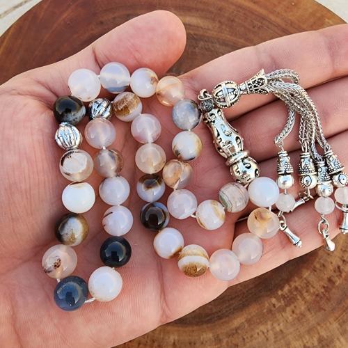 سبحه عقيق برازيلي حجر كريم