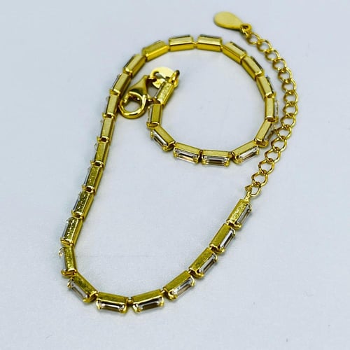 اسوارة فضة نسائية صياغة انيقة مطلية روديم ذهبي عيا...