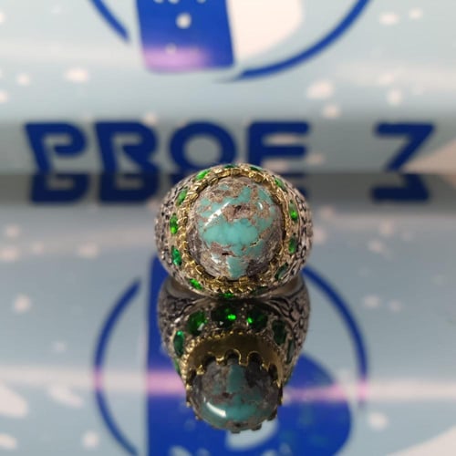 خاتم رجالي مميز و جميل ب حجر الفيروز النيشابوري ال...