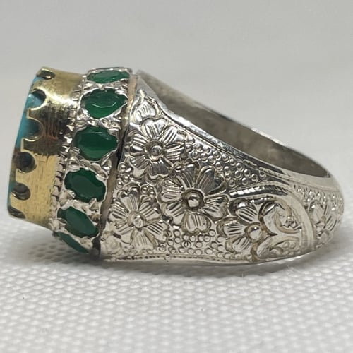 خاتم مميز و جميل ب حجر الفيروز النيشابوري الطبيعي...