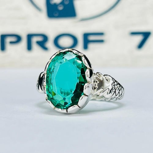 خاتم فضة بحجر اوبال طبيعي صياغة النخلة يدوية فخمة