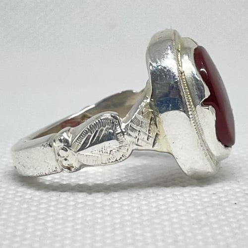 خاتم فضة عيار 925 بفص عقيق طبيعي كبدي صياغه ملكية...