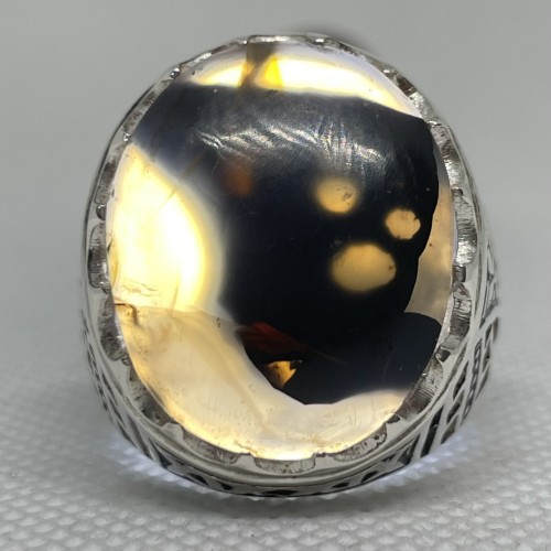 خاتم فضة عيار 925 عقيق يماني مصور نادر