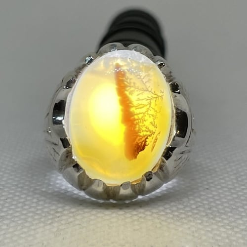 خاتم فضة عيار 925 ب حجر عقيق مشجر صياغة حجازية