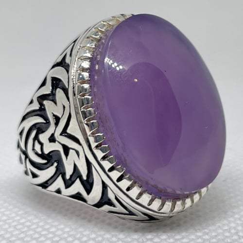 خاتم فضة عيار 925 ب حجر عقيق يماني راهي صياغة 3D