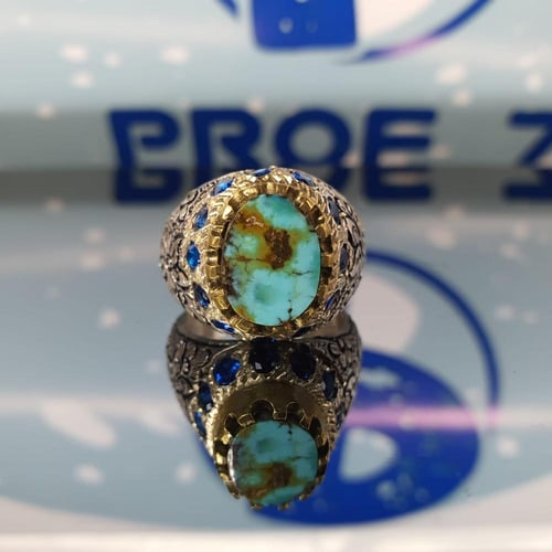 خاتم رجالي مميز و جميل ب حجر الفيروز النيشابوري ال...