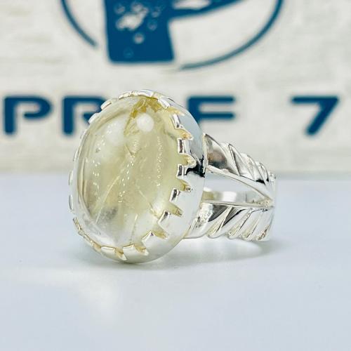 خاتم فضة بحجر اسكوبلايت صياغة يدوية فخمة