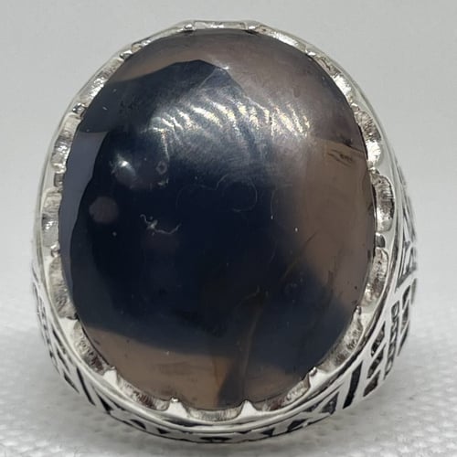 خاتم فضة عيار 925 عقيق يماني مصور نادر