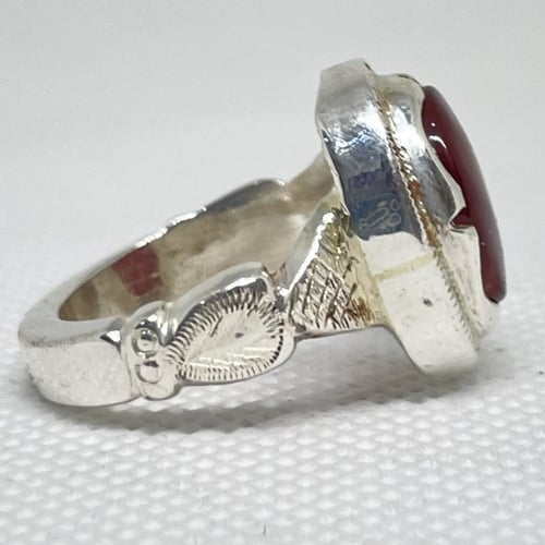 خاتم فضة عيار 925 بفص عقيق طبيعي كبدي صياغه ملكية...