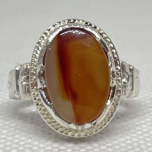 خاتم فضة عيار 925 ب حجر عقيق طبيعي ملكي