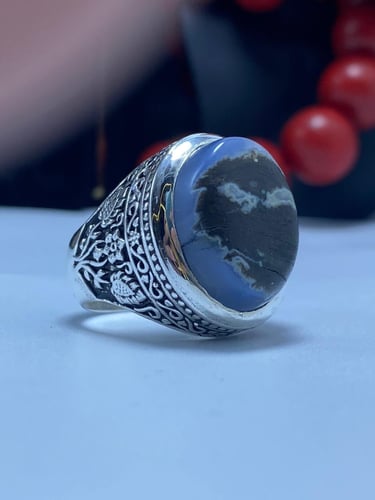 خاتم فضة عيار ٩٢٥ صياغة RB بفص خرايطي مصور