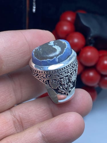 خاتم فضة عيار ٩٢٥ صياغة RB بفص خرايطي مصور