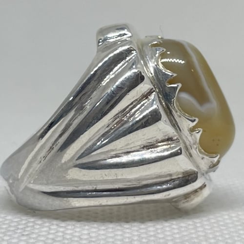 خاتم فضة عيار 925 ب حجر عقيق داودي هندي صياغه ايرا...