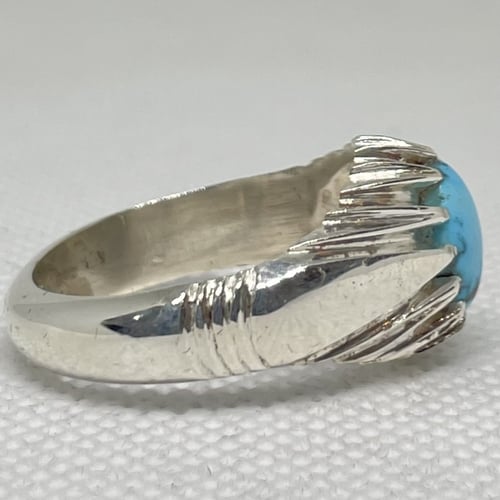 خاتم فضة عيار 925 ب حجر فيروز نيشابوري طبيعي صياغة...