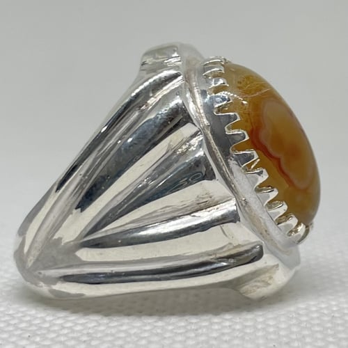 خاتم فضة عيار 925 بحجر عقيق داودي هندي صياغه ايران...