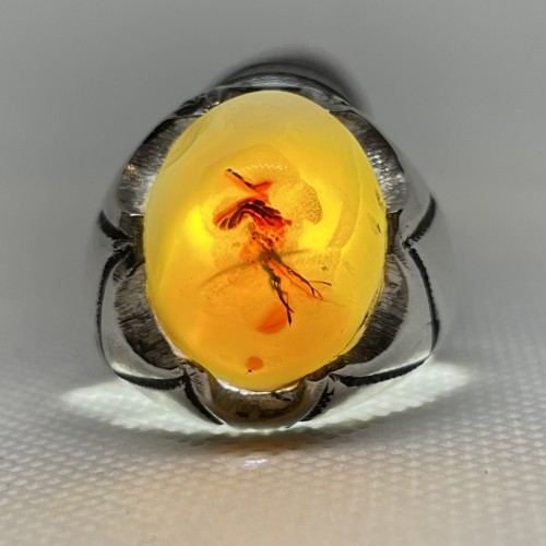 خاتم عقيق يماني مصور صياغة يدوية