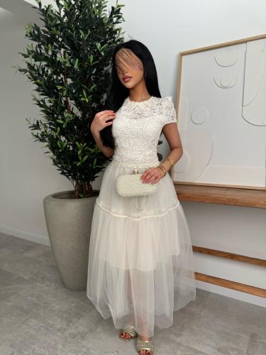 White lace dress in the form of a set