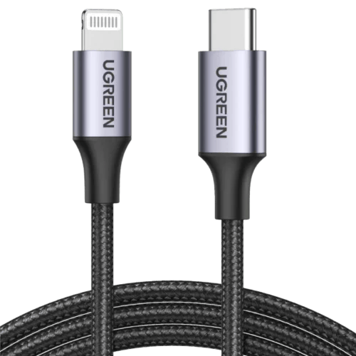 سلك شاحن يوجرين USB-C إلى آيفون بقوة 20 واط PD شحن سريع بطول 1 م (معتمد من أبل)
