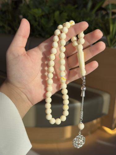 سبحة بكلايت طربزون معدن كريمي مموج
