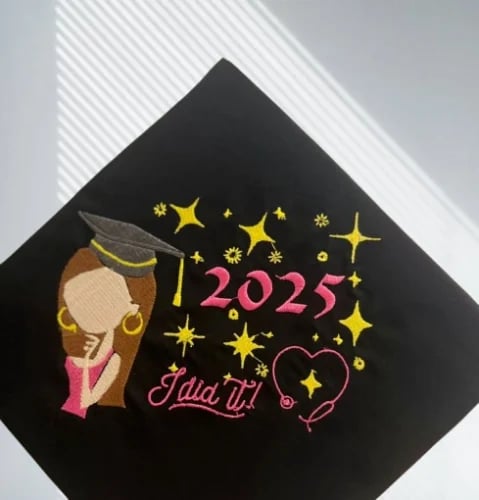Graduation cap embroidery