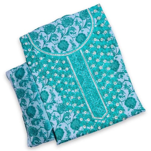 Cotton satin fabric with printed pattern and the hijab