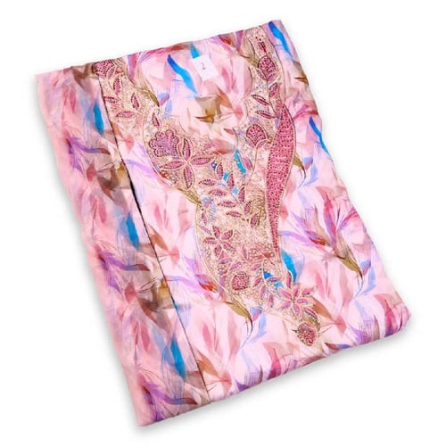 Cotton satin headband with soft chest embroidery and the hijab
