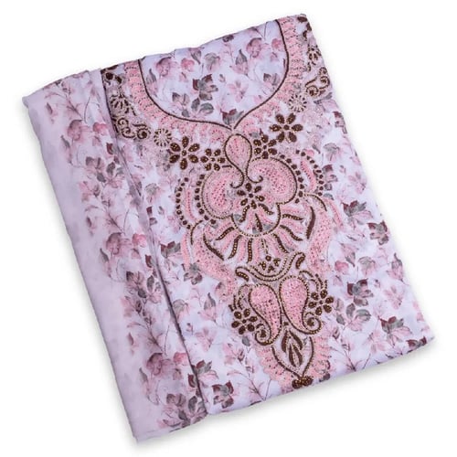 Cotton satin headband with floral pattern and the hijab