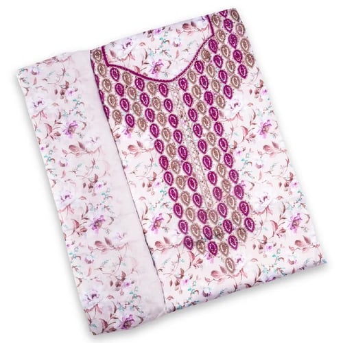 Cotton satin headband with pink floral pattern and the hijab