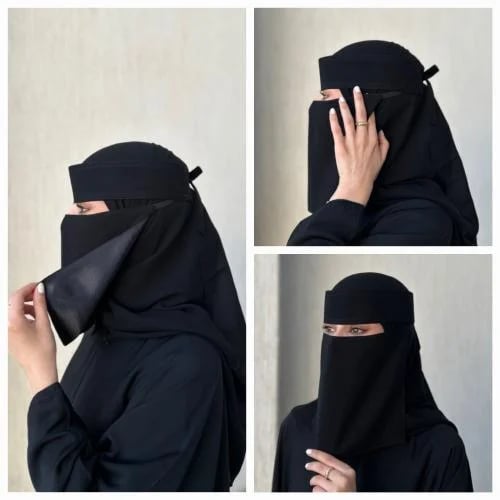 عرض (3) نقابات حرير أسود