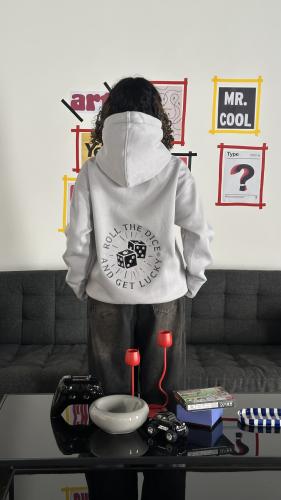 هودي دبل كاب رمادي Oversize