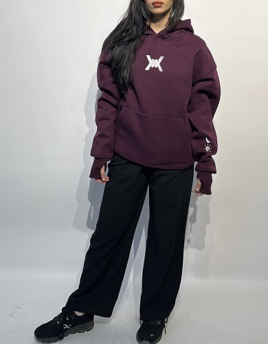 هودي بنفسجي تطريز oversize
