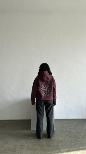 هودي عنابي بدون دبل كاب