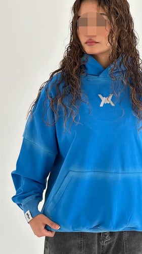 هودي أزرق washed oversize