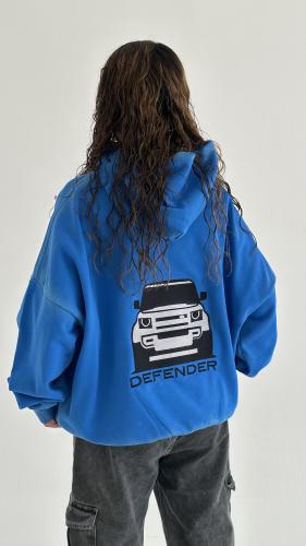 هودي أزرق washed oversize