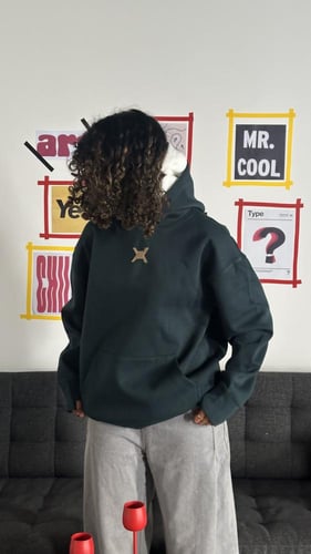 هودي دبل كاب أخضر oversize