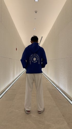 هودي أزرق oversize