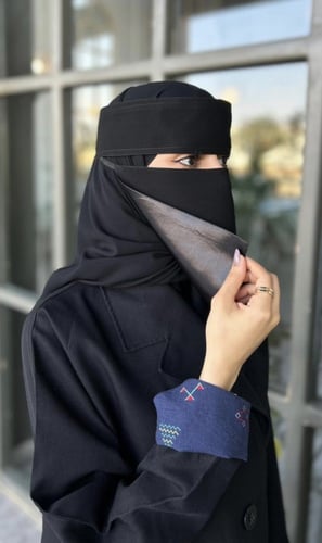 خمار جينار + نقاب اسلامي مبطن حرير+طرحه ربط