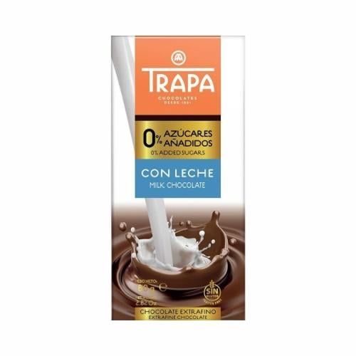 لوح شوكولاتة بدون سكر مضاف من ترابا 80 جم - TRAPA...