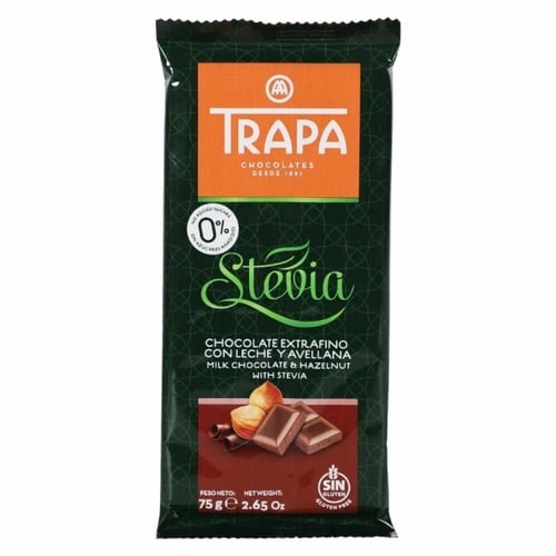 لوح شوكولاتة محلى بستيفيا من ترابا 75 جم - TRAPA S...