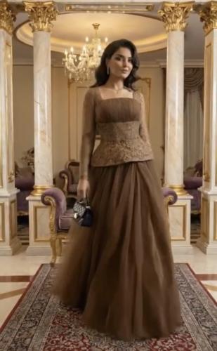 فستان سهره بني فخم