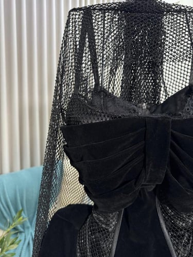 فستان سهره مخمل اسود فخم